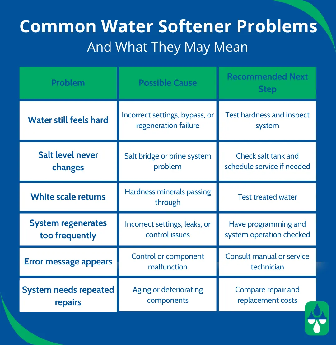 Common water softener problems and what causes them