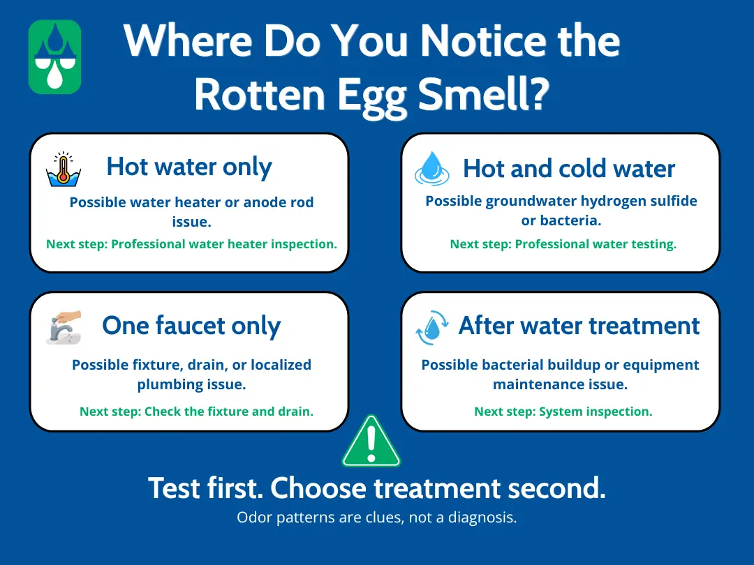 How to determine where the rotten egg smell is coming from and how to fix it